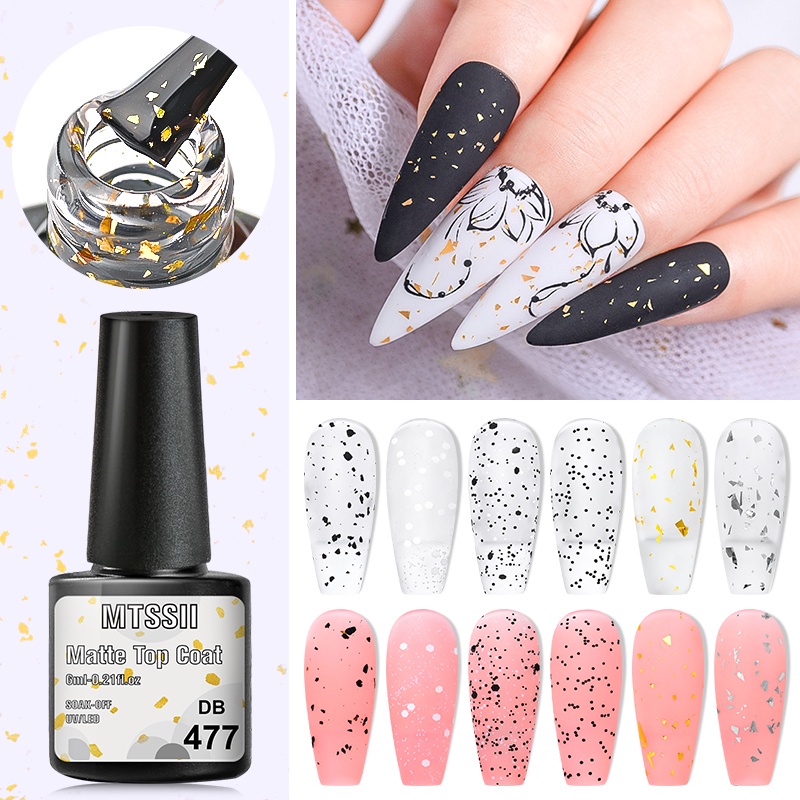 MTSSII Long Lanh Matte Top Coat Gloss Shimmer Sequins Vỏ Trứng Cát Đen Bling Gel Sơn Móng Tay Ba Lan