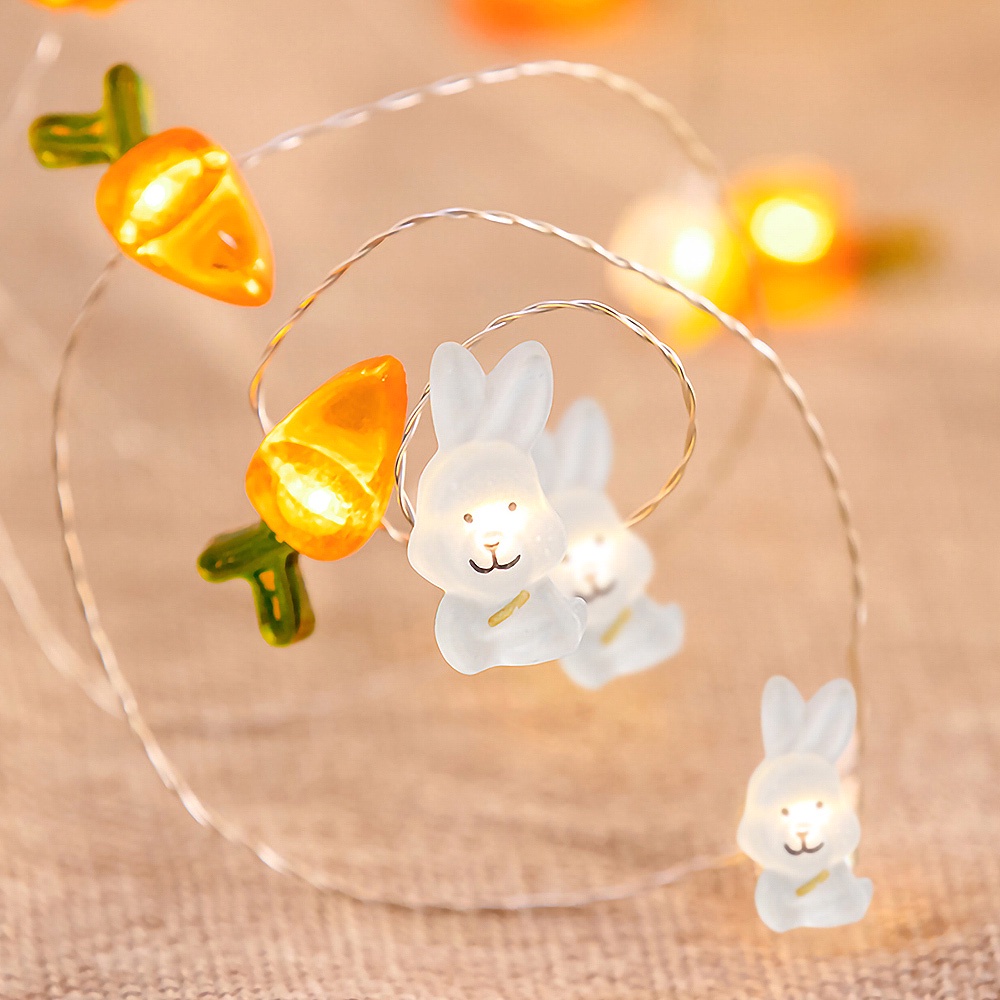 Dây Đèn Led 2M 20 Bóng Hình Thỏ Phục Sinh Chạy Bằng Pin Chống Thấm Nước Trang Trí Nhà Cửa