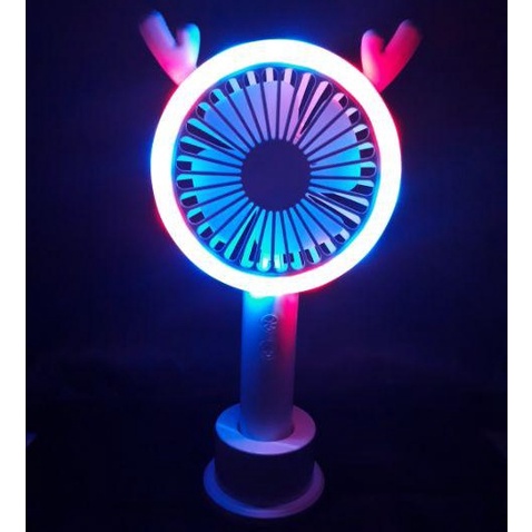 Quạt Tích Điện Cầm Tay Pin Sạc Tai Thú Có Đèn Có Đế Đứng MT66X