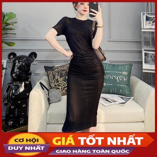 Váy Body Len Giãn Cộc Tay Dáng Dài Hàng Quảng Châu V2071- Violet