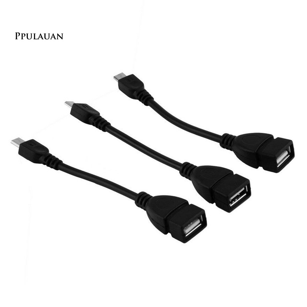 PPLA USB 2.0 A Female to Micro B Male Converter OTG Adapter Black Cable for Phone