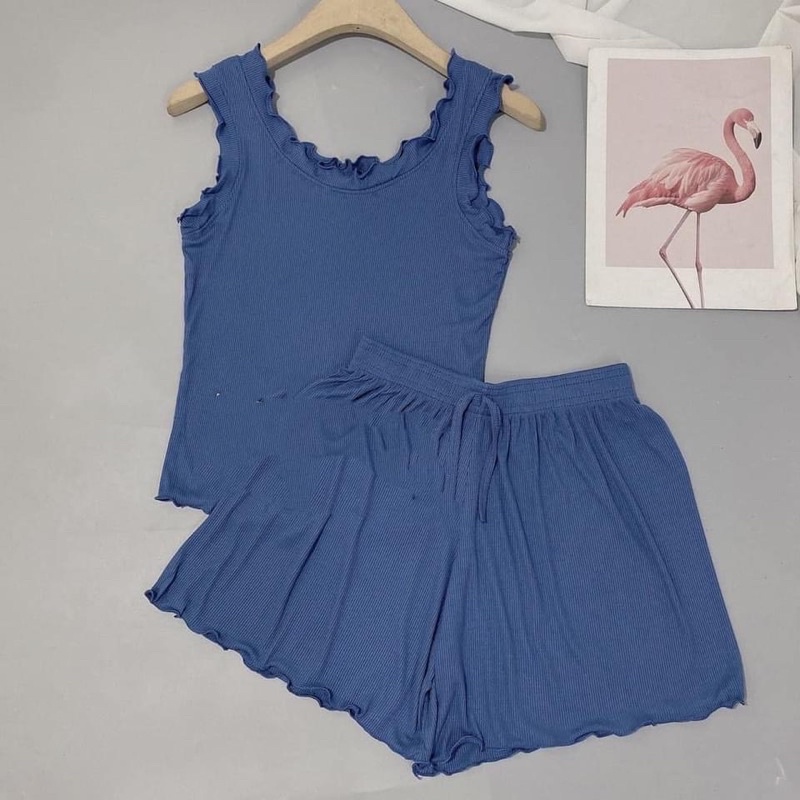 Bộ Ngủ Áo Ba Lỗ Quần Short Nữ Chất Liệu Tăm Lạnh Co Giãn 4 Chiều Thoáng Mát | BigBuy360 - bigbuy360.vn