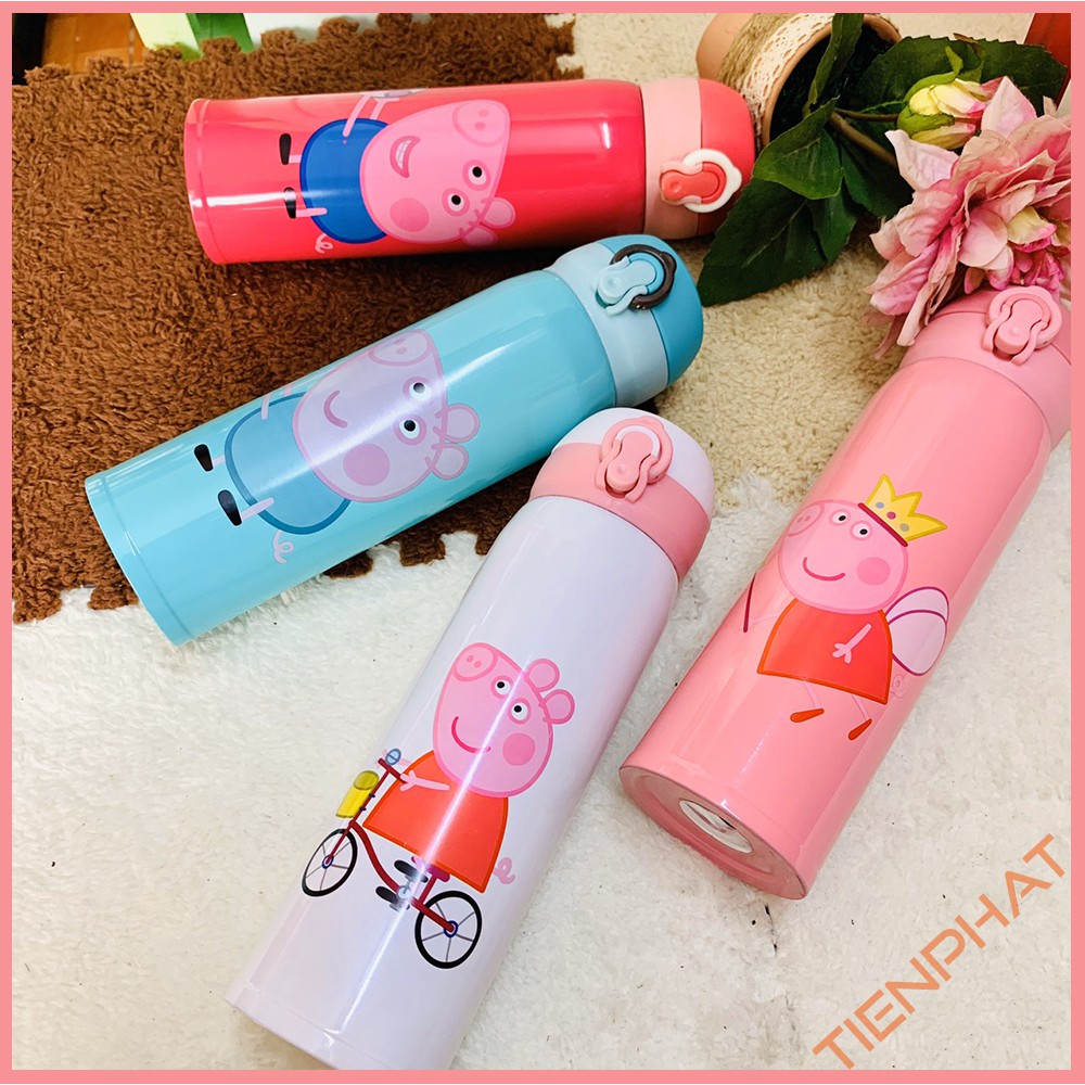 Bình giữ nhiệt 500ml cute - Bình giữ nhiệt heo peppa (ảnh + video thật)