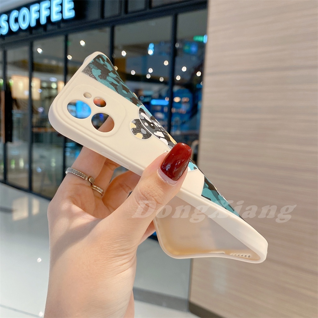 Ốp điện thoại tpu silicon viền vuông họa tiết bearbrick rằn ri thích hợp cho iPhone 13 Pro Max 12 11 6 6s 7 8 Plus XR XS