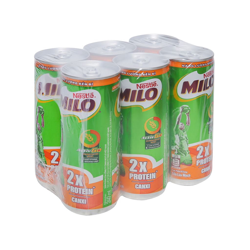 Lốc 6 lon sữa lúa mạch Milo Active Go 240ml