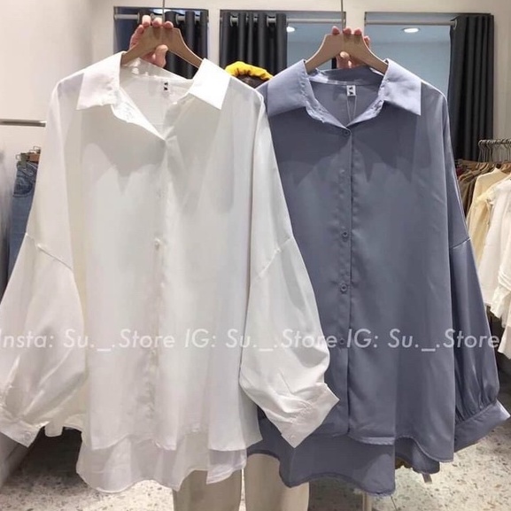 Áo sơ mi nữ NHẬT LINH tay dài phồng form thụng trẻ trung cá tính - A633