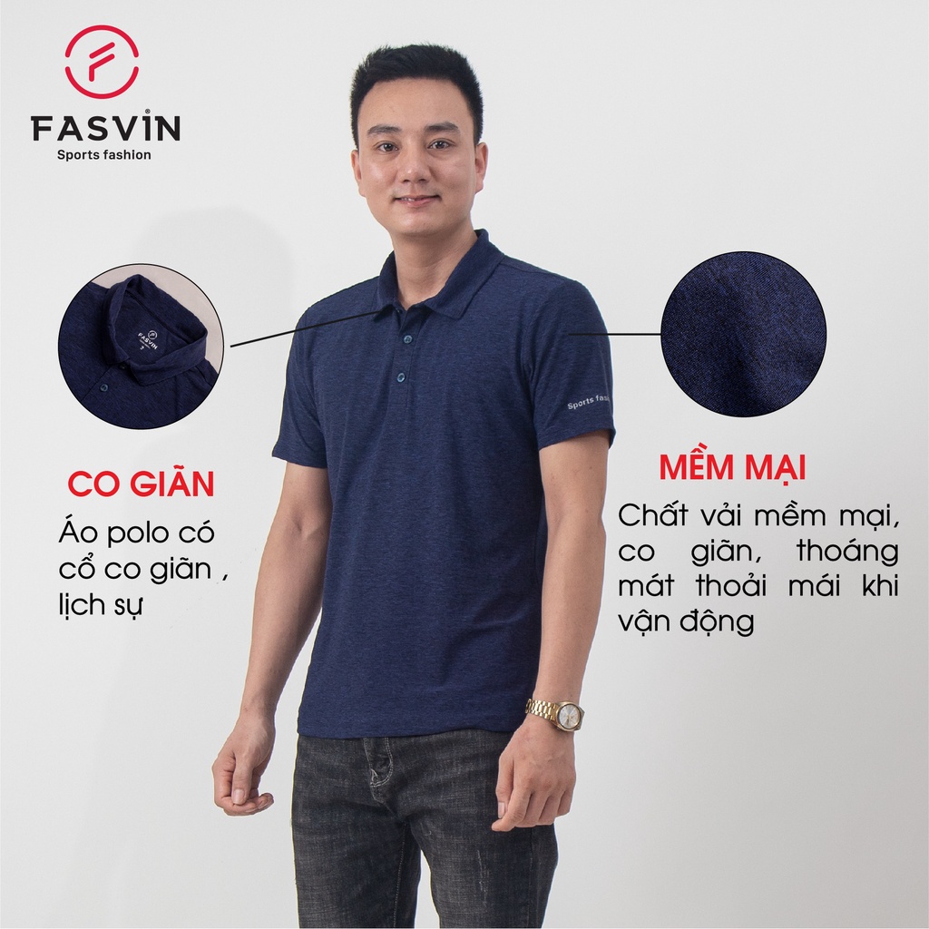 Áo phông nam polo có cổ ngắn tay FASVIN chất thun lạnh thể thao trơn mát PL21467.HN