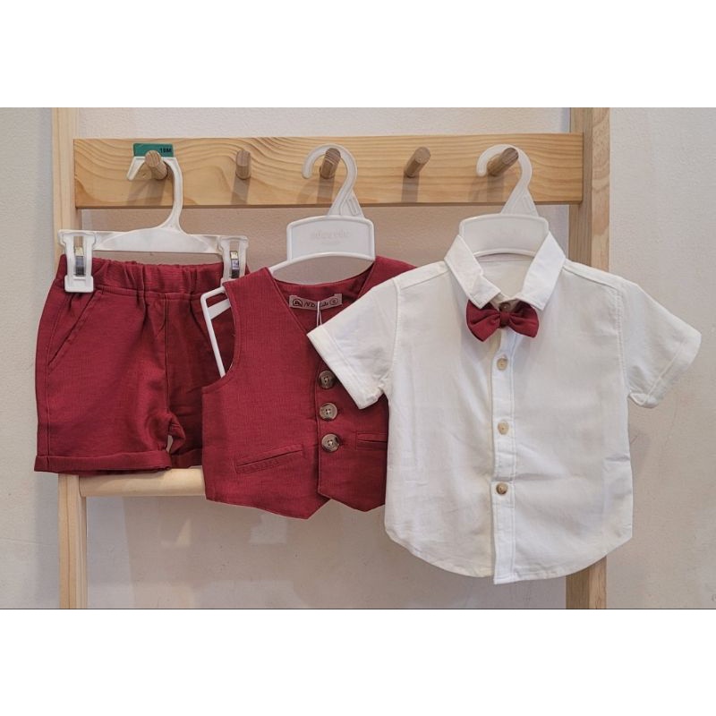 Bộ yếm vest gile công tử đầy tháng thôi nôi bé trai 5-26kg (size cặp bé nhỏ và lớn)