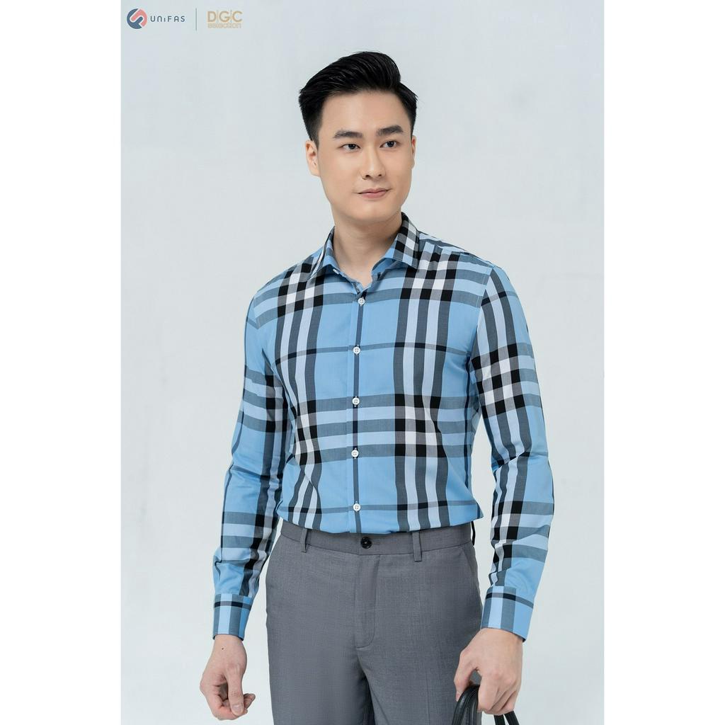 Áo sơ mi dài tay DGC - SASDBC23M kẻ caro chất liệu sợi tre có khả năng kháng khuẩn, kháng tia UV, thoáng mát, mềm nhẹ