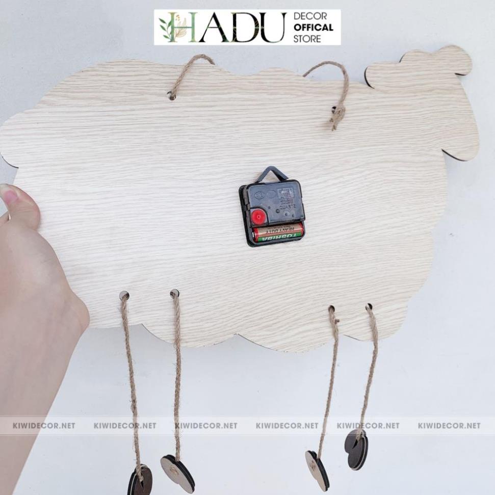 Đồng Hồ Treo Tường Decor Con Cừu Bằng Gỗ, Vintage Độc Đáo, Mới Lạ, Trang Trí Nhà Cửa, Homestay - HaduDecor