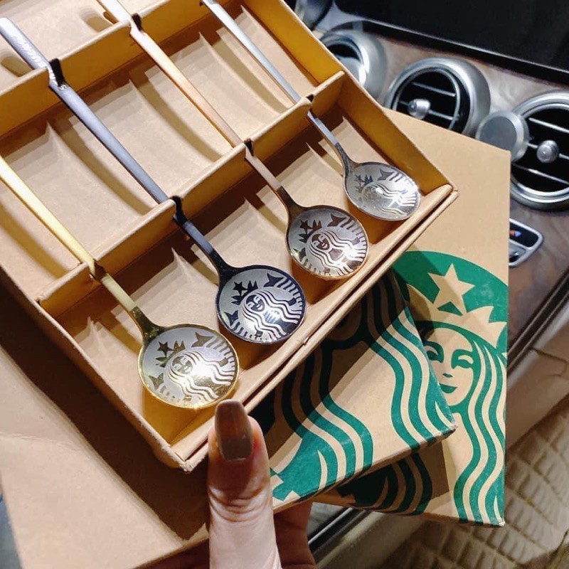 Set 4 thìa muỗng starbuck sang trọng cao cấp - set4thiamuong