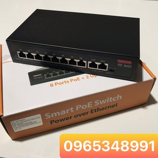 Switch PoE 8+2 Port Smart (bộ chia mạng poe 8 cổng, 2 cổng uplink) hàng chính hãng Globa