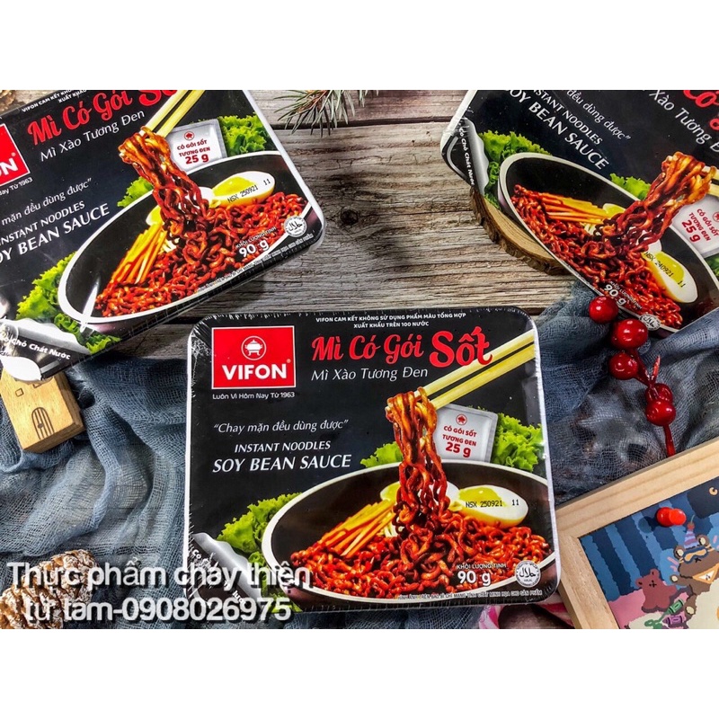 Mì Tương Đen Chay Vifon Sốt Tương Đen Chuẩn Hàn Hộp 90G