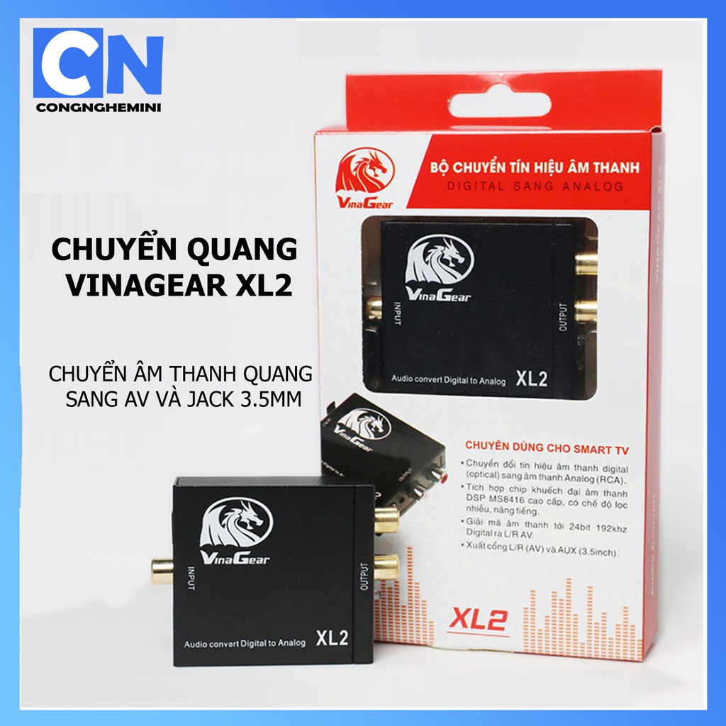 Bộ Chuyển Quang XL2 Optical Sang Audio AV Ra Amply + Cáp Optical - Bộ Chuyển Đổi Tín Hiệu Cổng 3.5