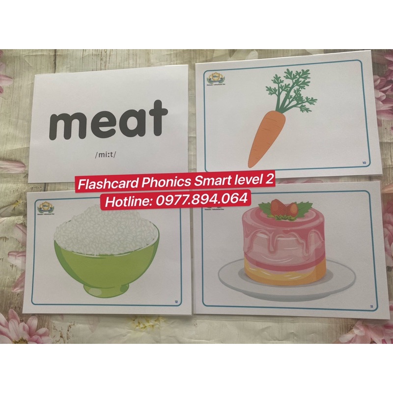 Flashcards Tiếng Anh Smart Phonics 1&2 thiết kế hai mặt ép plastics bền đẹp