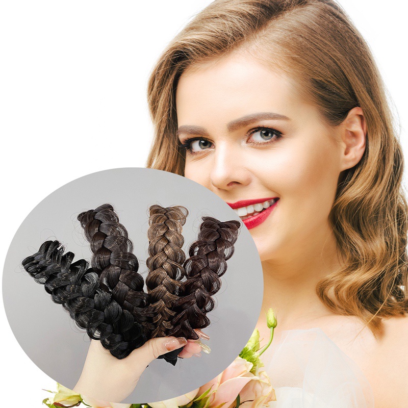 Băng Đô Bện Tóc Màu Đen Chống Trượt Có Thể Điều Chỉnh Thời Trang Cho Nữ