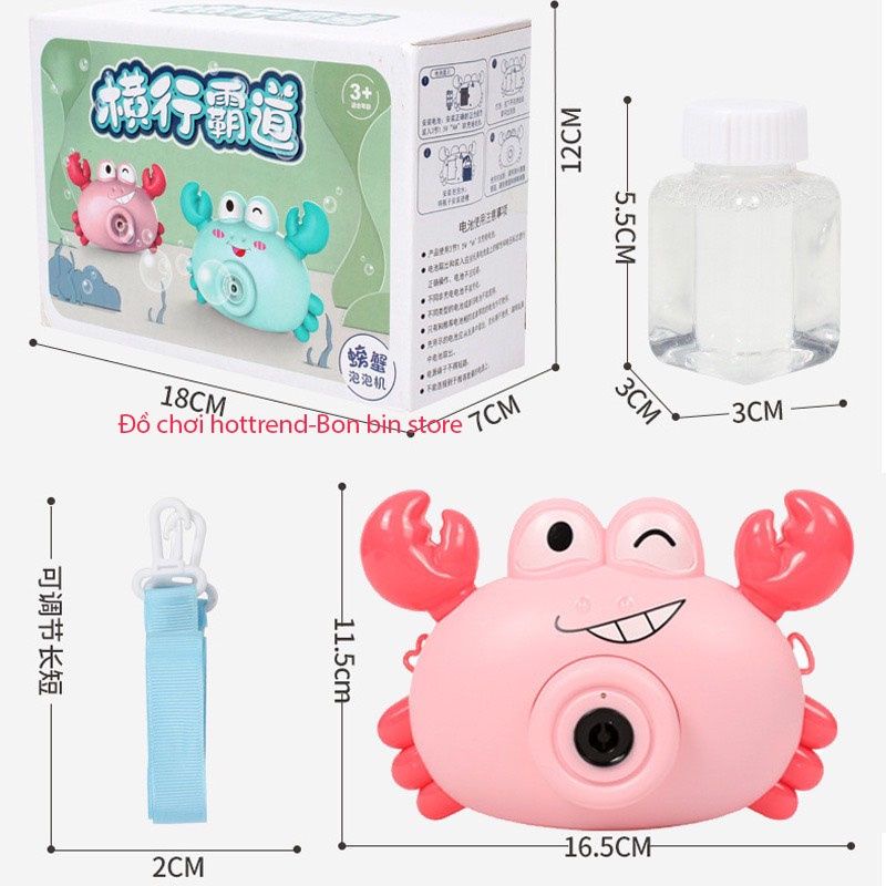 Đồ chơi máy ảnh thổi bong bóng tự động hình con cua cho bé - Mây Kids
