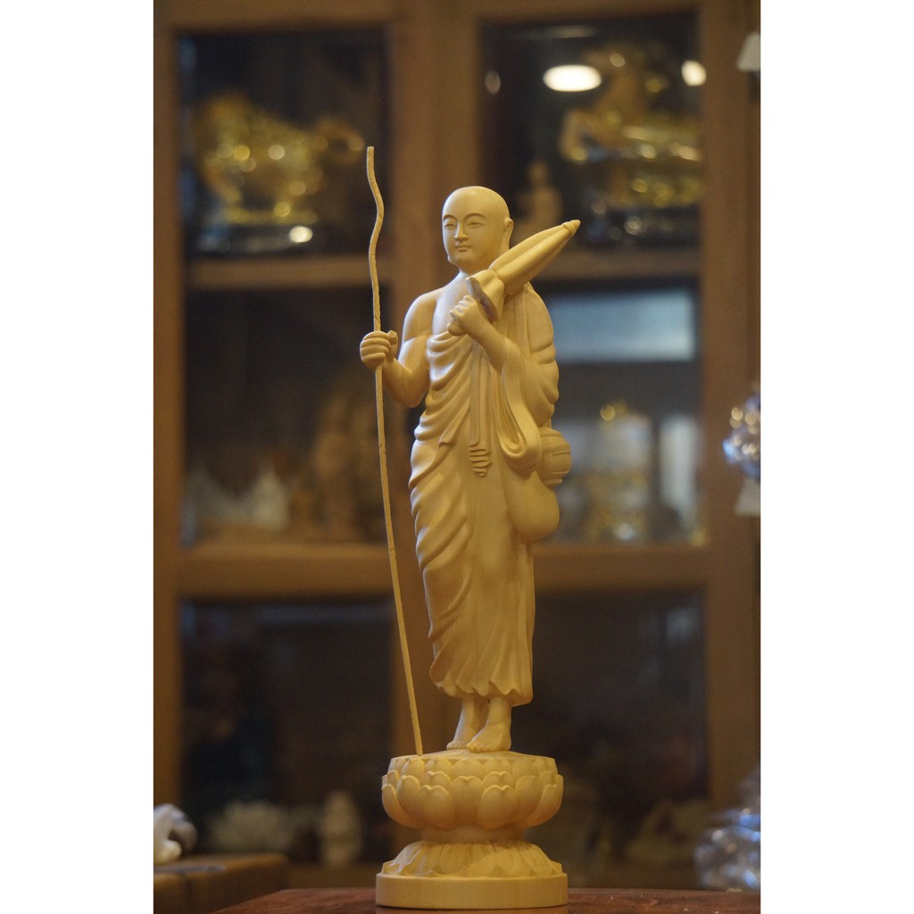 Tượng Thánh Tăng Sivali - Đệ Nhất Tài Lộc 40cm gỗ bách hương