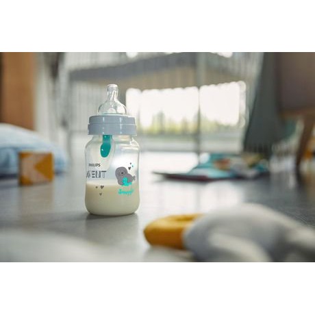 Bình sữa Philips AVENT Classic 260ml họa tiết, có van giữ sữa