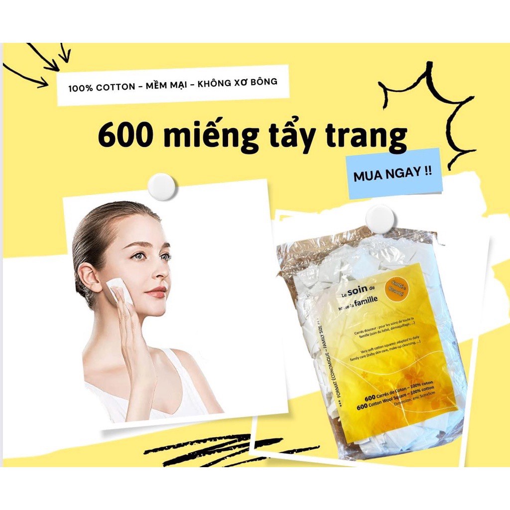 Bông Tẩy Trang Truma Le Soin de toute la famile 600 Miếng-Pháp