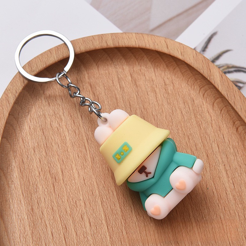 Móc Khóa Cool Ngầu Gấu Đội Nón Siêu Dễ Thương Nhiều Màu