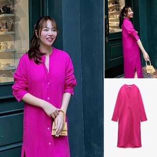 ĐẦM SƠ MI DÁNG SUÔNG MÀU HỒNG SEN ZR XUẤT