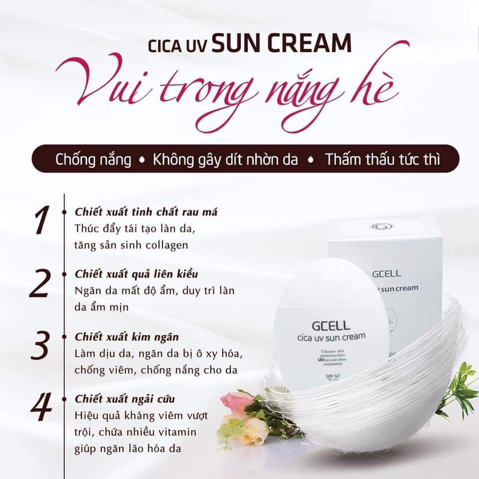 KEM CHỐNG NẮNG SIÊU DƯỠNG ẨM GELL HÀN QUỐC - GCELL CICA UV SUN CREM