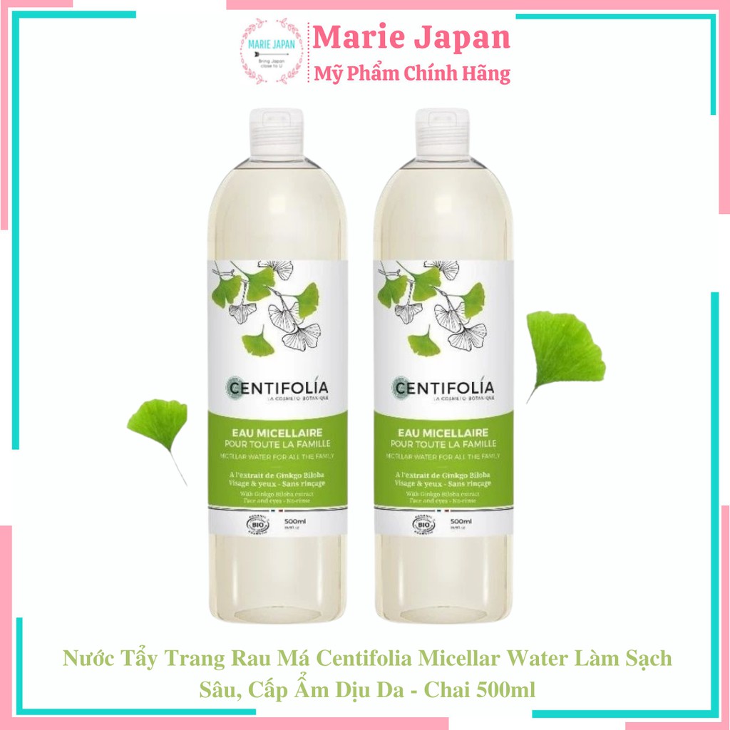 Nước Tẩy Trang Rau Má Centifolia Micellar Water Làm Sạch Sâu, Cấp Ẩm Dịu Da - Chai 500ml