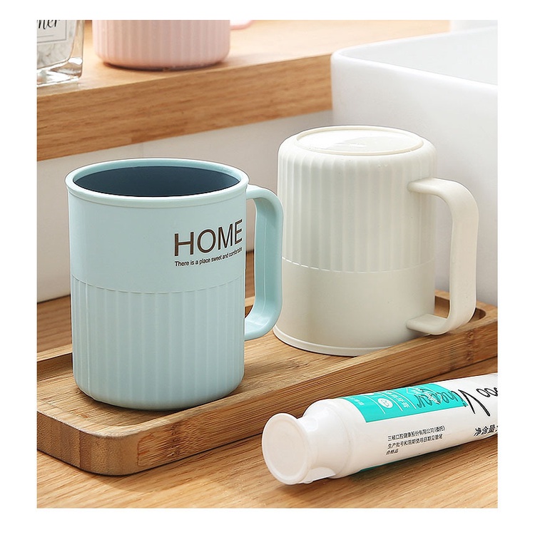 Cốc ly uống nước 2 Lớp Phong Cách Bắc Âu chữ HOME có quai cầm
