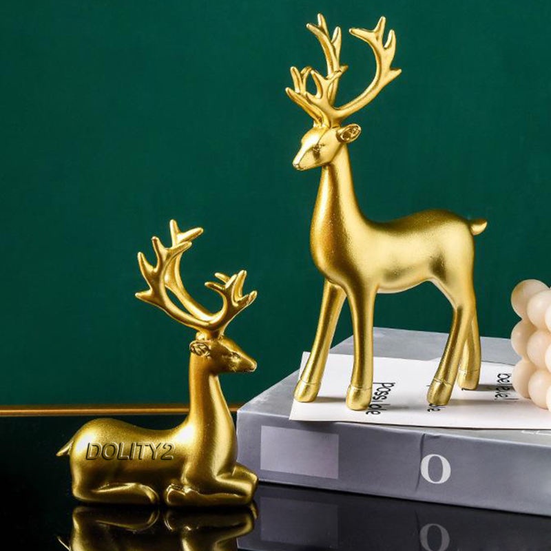 Tượng nai sừng tấm bằng nhựa resin màu vàng bắt mắt dùng trang trí độc đáo