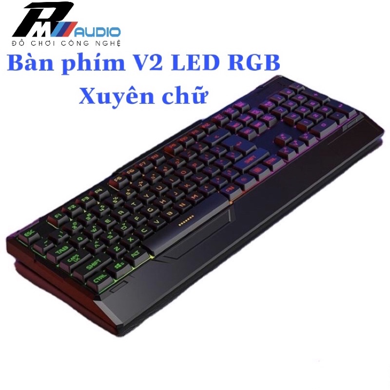 Bàn Phím Máy Tính LED RGB Xuyên Chữ YINDIAO V2 Có Dây / Có Kê Tay Đèn LED RGB Chống Nước Bảo Hành 1 Đổi 1-BMVAUDIO