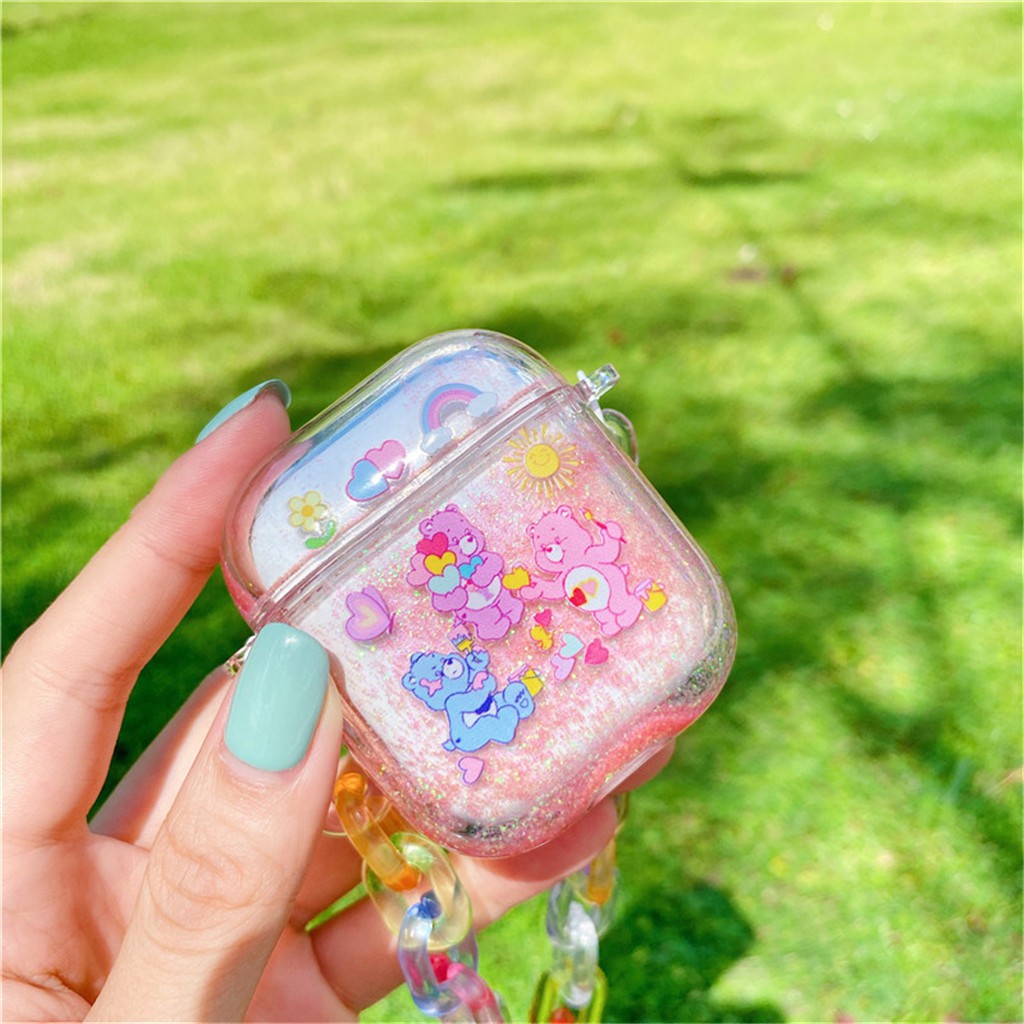 Vỏ cầu vồng kim tuyến nước có dây đeo tay cho hộp tai nghe iPhone AirPods Pro AirPods 1/2 | BigBuy360 - bigbuy360.vn