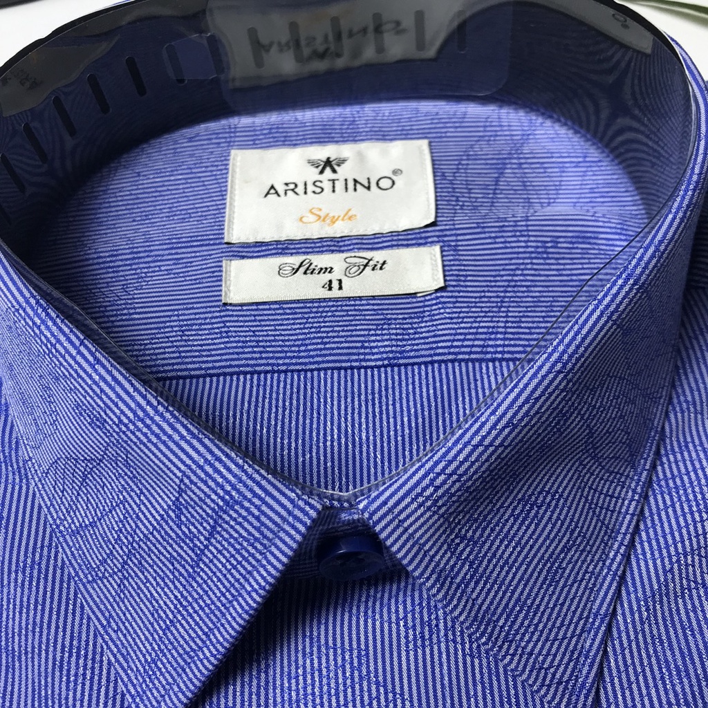 Áo sơ mi dài tay Aristino sợi tre kháng khuẩn, họa tiết kẻ sọc hoa chìm , slim ALS63708