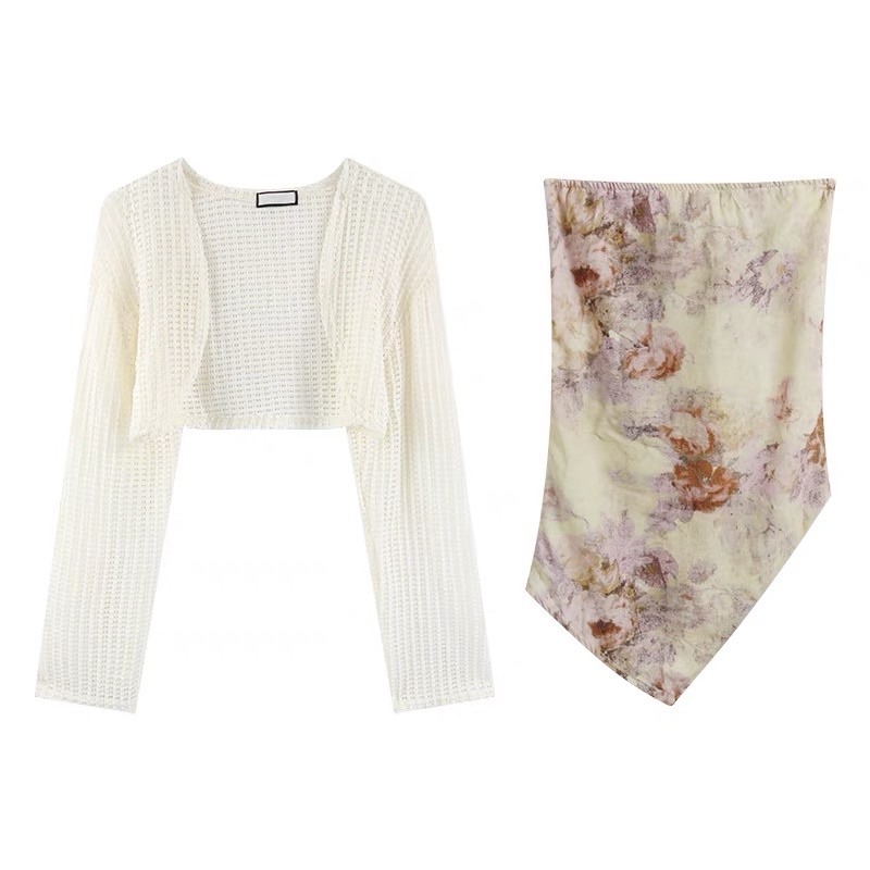 Set áo ống nhún + áo khoác lưới