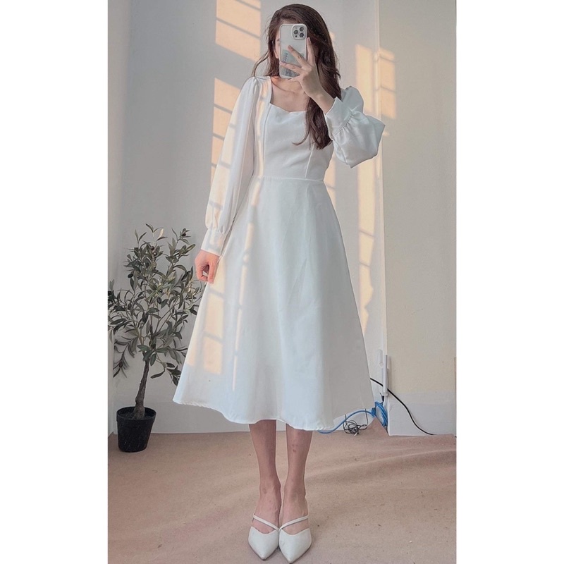Đầm - váy trắng dài tay 2812
