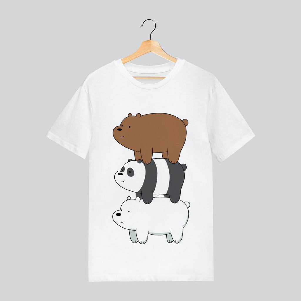 Áo thun ngắn tay không cổ hàng chính hãng hình 3 chú gấu con đáng yêu cute dễ thương (hình ảnh chất lượng)
