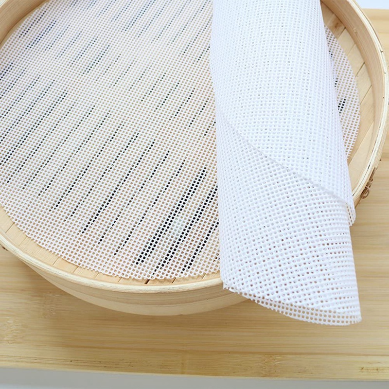 Set 5 tấm lưới lót nồi hấp bánh bao hình tròn bằng silicone chống dính có thể tái sử dụng 40cm