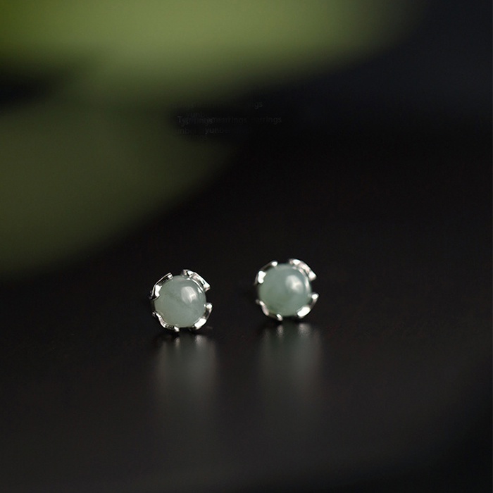 1 Đôi Bông Tai Tròn Màu Vàng Và Xanh Ngọc Bích Cỡ Nhỏ Cho Nữ