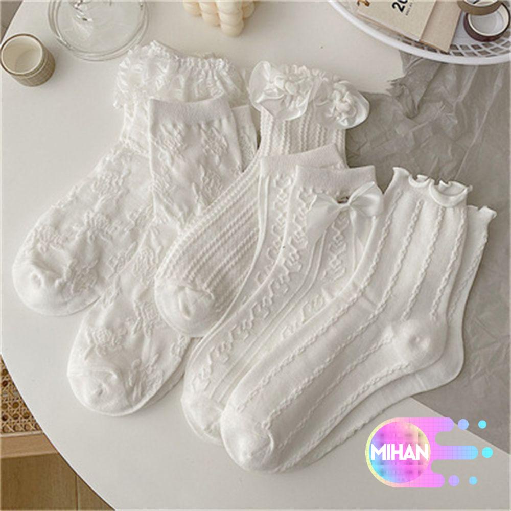 Vớ cotton phối ren đính nơ xinh xắn cho nữ