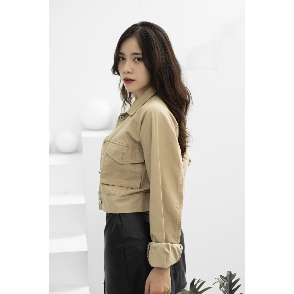 Áo Khoác Kaki Jean Túi Hộp - KEM JEAGO_M03