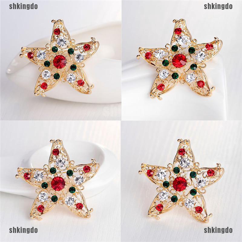 Trâm cài áo hình ngôi sao Giáng sinh đính pha lê thời trang