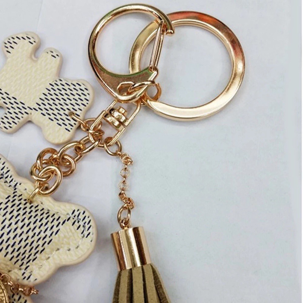 Móc Chìa Khóa Xe Hơi / Túi Xách Bằng Da Cotton Giả Phối Tua Rua Nhiều Màu Dễ Thương