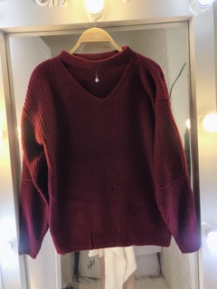 Áo khoác len nâu cổ chocker