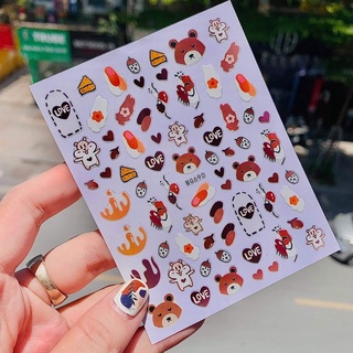 Stiker gấu hoạt hình cute dán móng