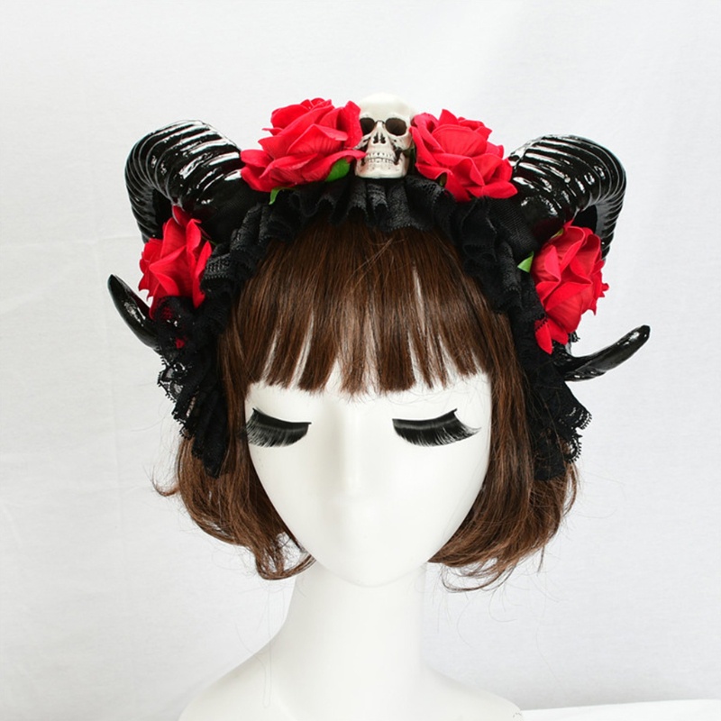 Băng Đô Cài Tóc Hình Sừng Kì Lân Phối Hoa Độc Đáo