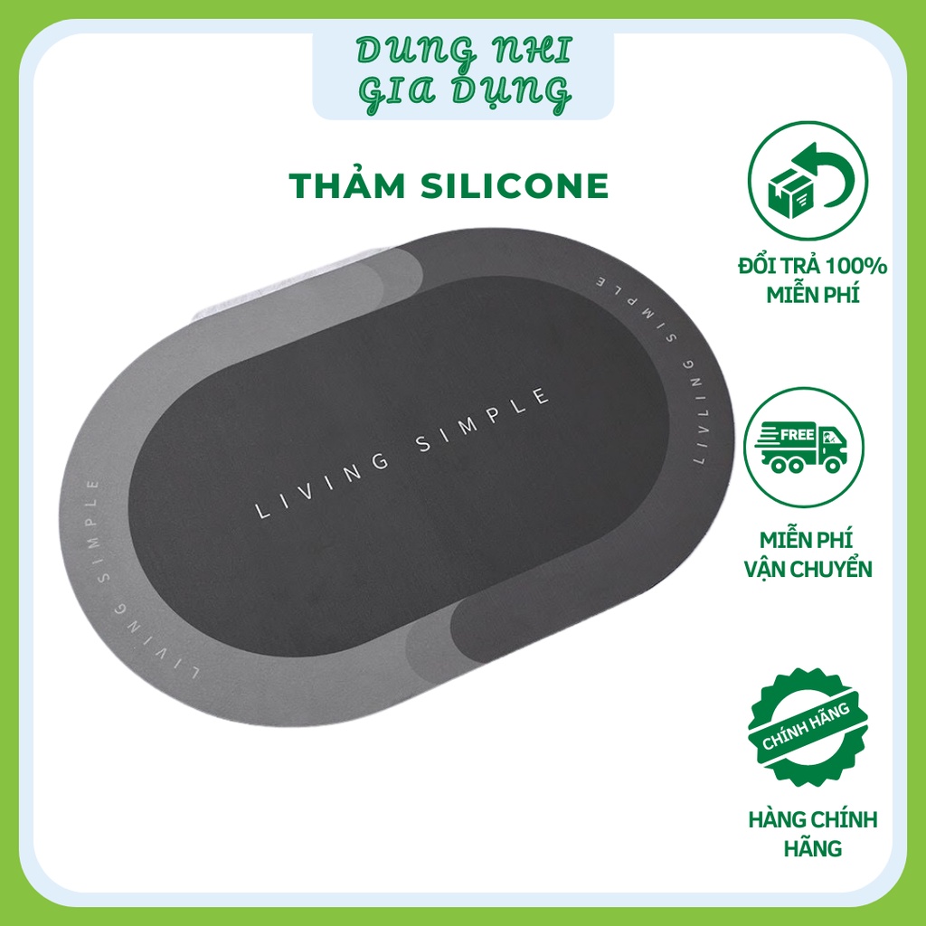 Thảm lau chân silicon chống trượt thấm nước, Thảm chùi chân silicon siêu thấm cao cấp đế cao su chất siêu dày