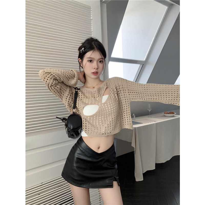 HUANG YOYO Áo Thun Tay Dài Chống Nắng Phong Cách Thời Trang Hàn Quốc Cho Nữ Áo mỏng