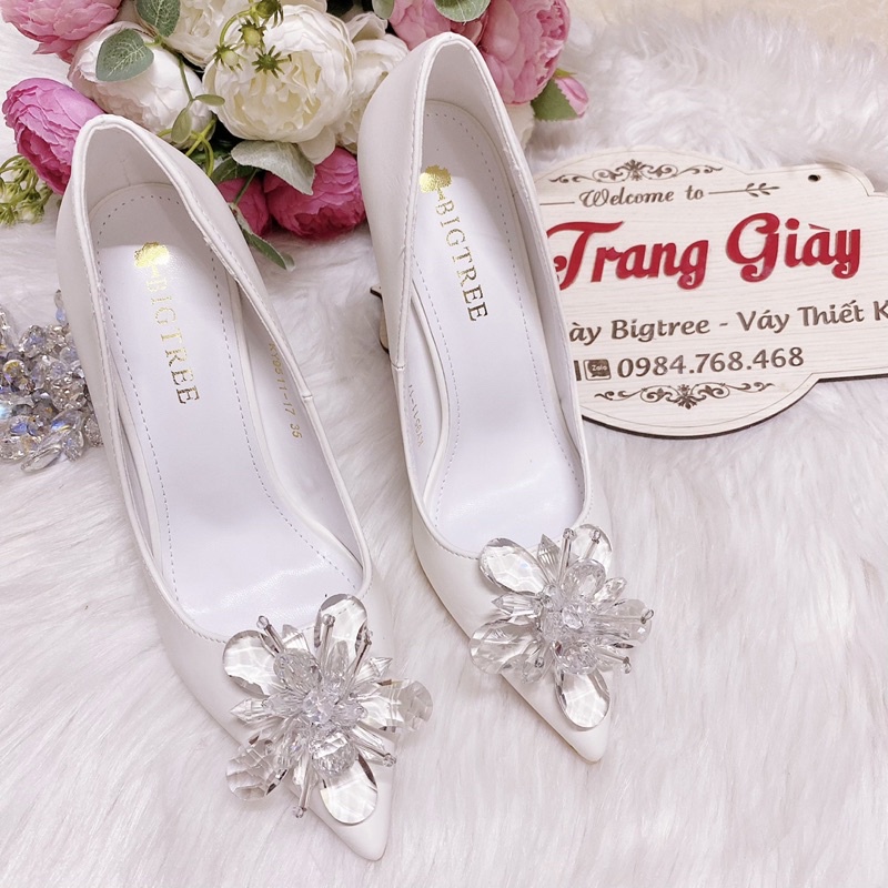 GIÀY CƯỚI ĐÍNH HOA ĐÁ PHA LÊ CAO CẤP