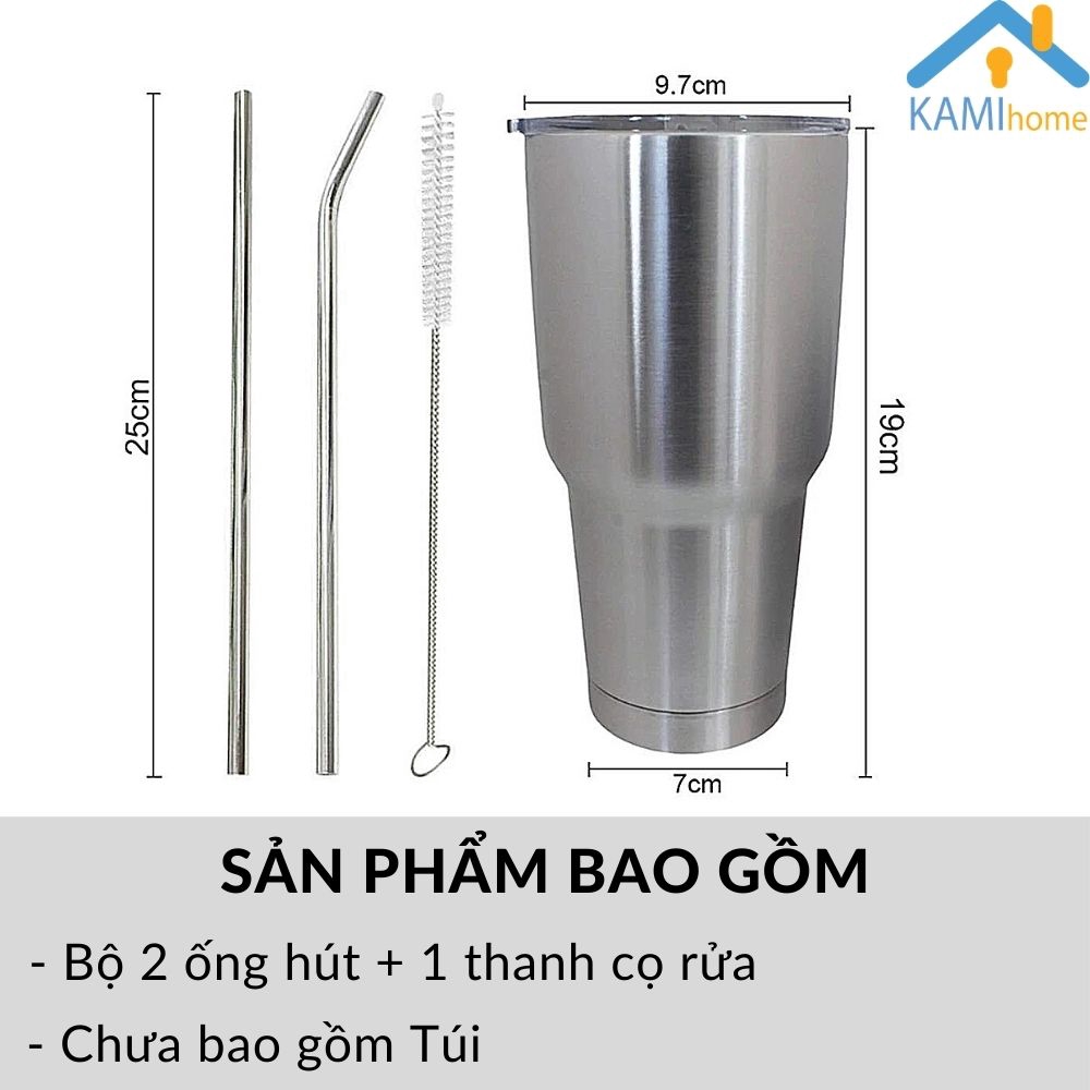 Ly giữ nhiệt Thái Lan 900ml đã kèm Ống hút bình cốc cách nhiệt inox cao cấp