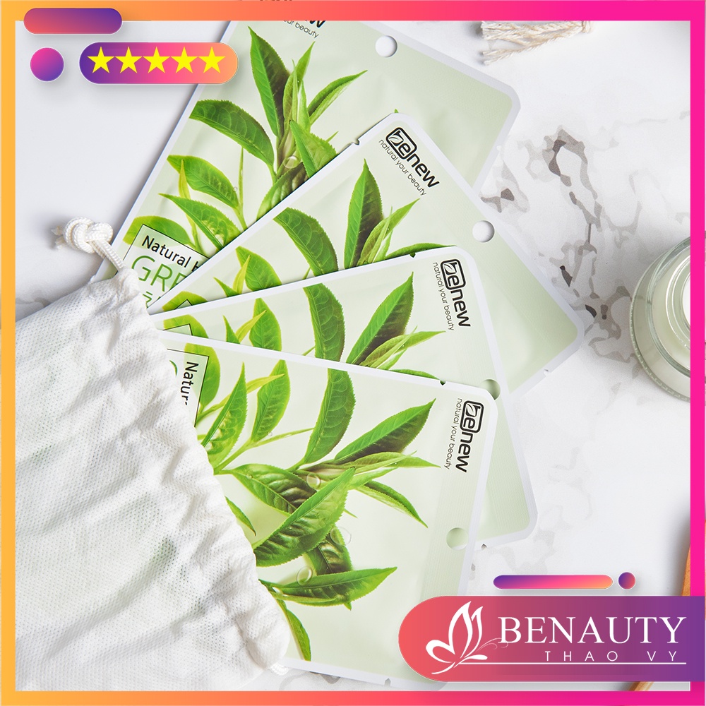 Bộ 10 miếng Mặt nạ trà xanh Benew Natural Herb Mask Pack Green Tea 22ml